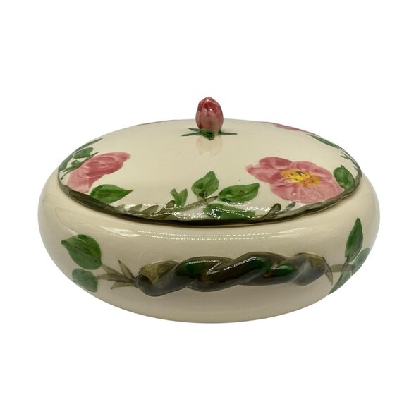 Desert Rose VTG Round Covered Vegetable Dish From Franciscan Ware with Handles - Picture 1 of 15